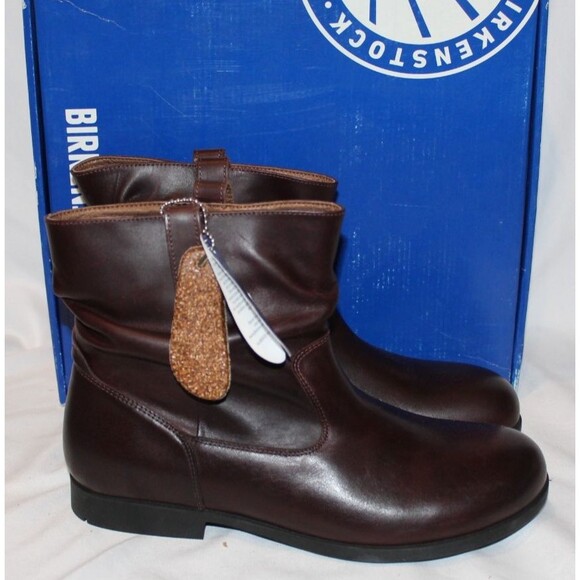 Birkenstock Sarnia Leather Ankle Side Zip Booties EU 2 US 11-11.5 EXPRESSO BROWN - Picture 1 of 7